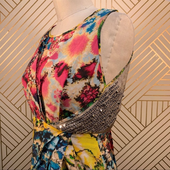 Sachin Babi designer luxe Printed Silk dress - Picture 5 of 6